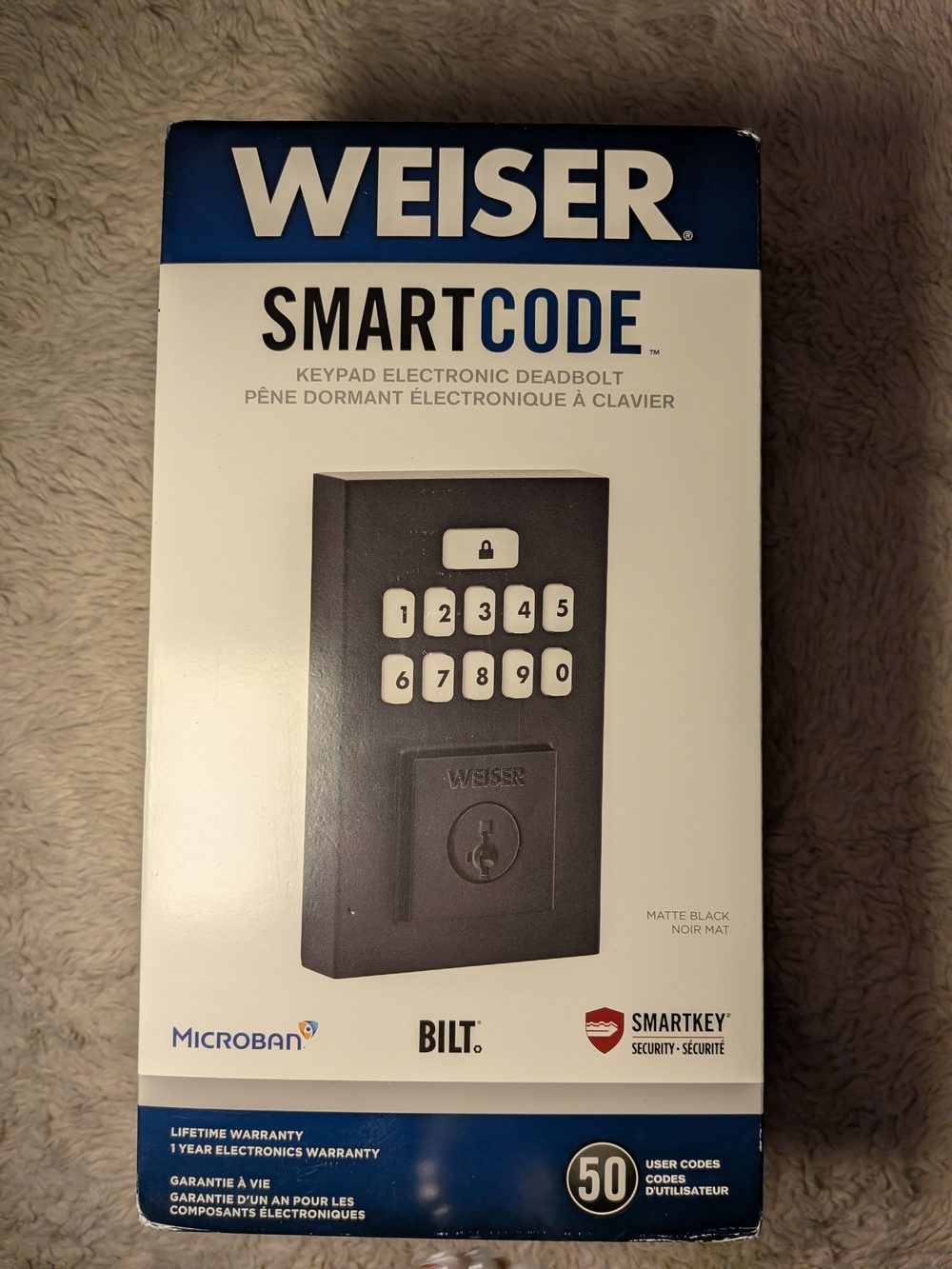 Weiser SmartCode Keypad Deadbolt in Matte Black - New Unopened